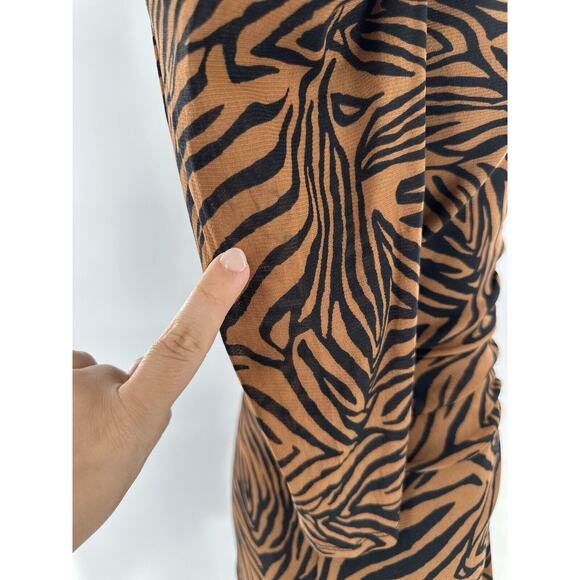 Diane Von Furstenberg Maxi Dress Sz M Animal Print Mesh Rouched Party Event - Picture 4 of 16